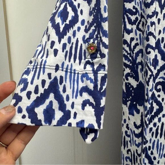 Lilly Pulitzer Ocean Ridge Dress  "Tons of Fun" Elephant Print Blue and White - Picture 6 of 14